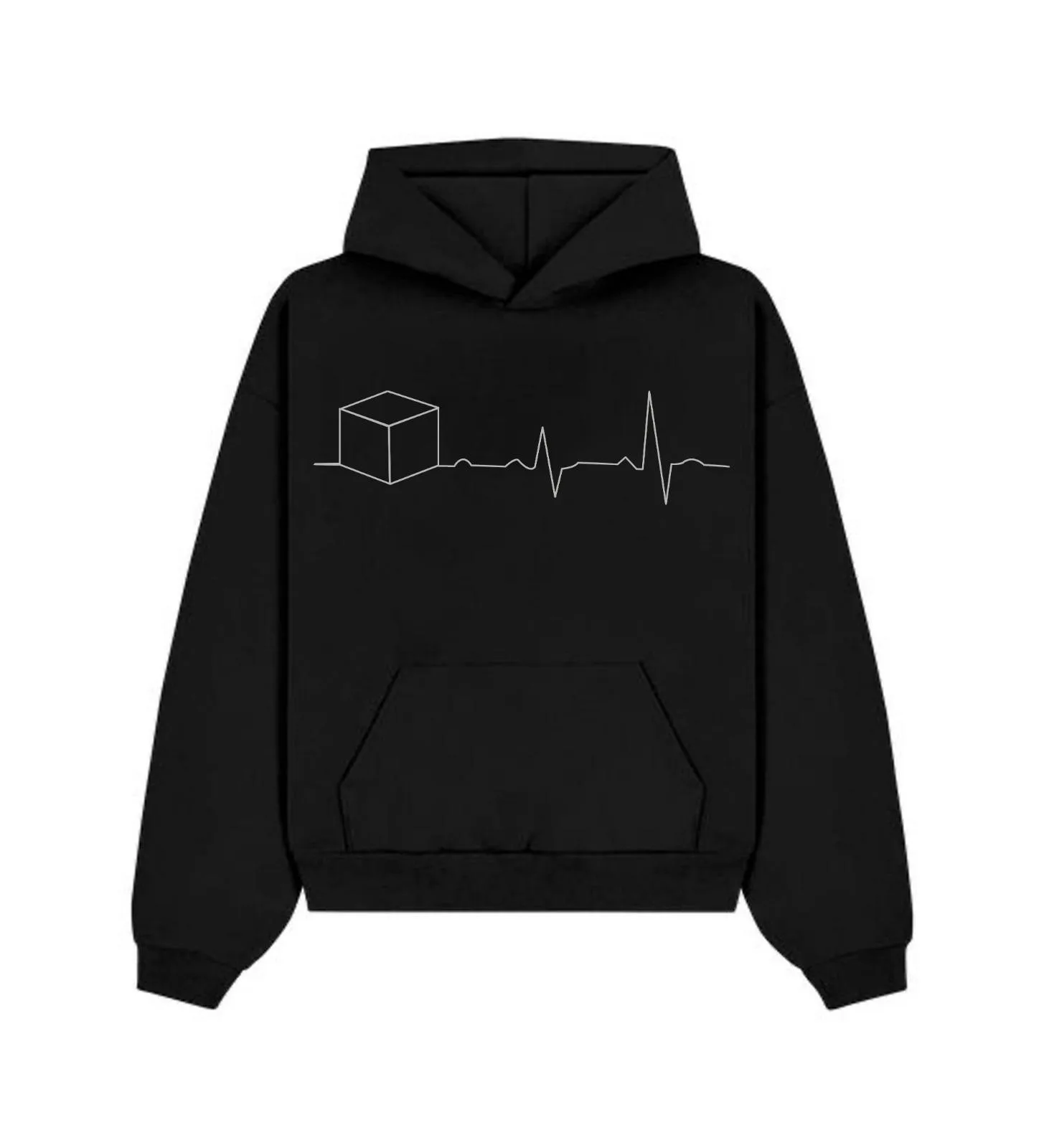 Onyx Black Heartbeat — Silver hoodie, product only