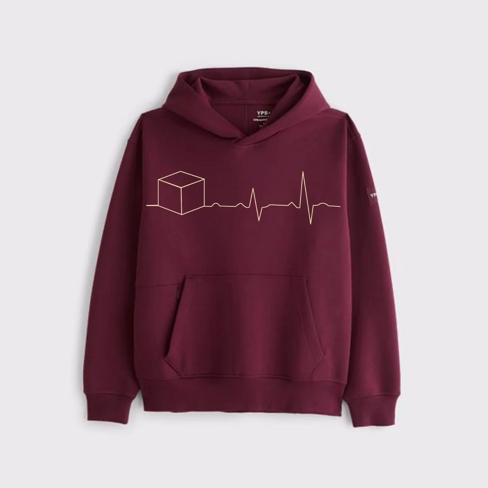 Maroon Heartbeat hoodie, product only