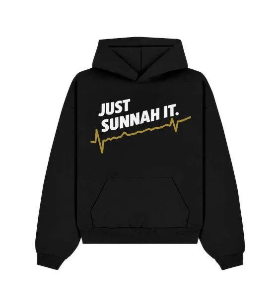 Black “Just Sunnah It” — Gold hoodie, product only
