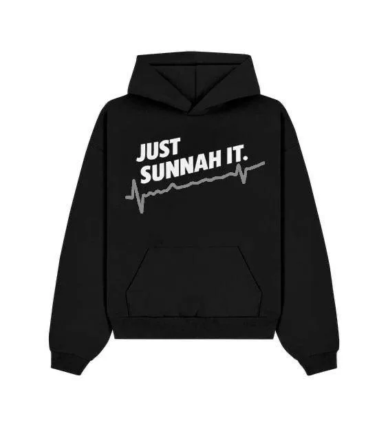 Black “Just Sunnah It” — Silver hoodie, product only